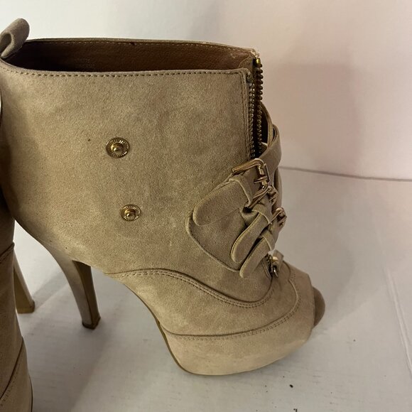 Gorgeous Zigi Soho Sincere Tan Faux Suede Bootie Open Toe Booties 8.5 - Picture 4 of 8